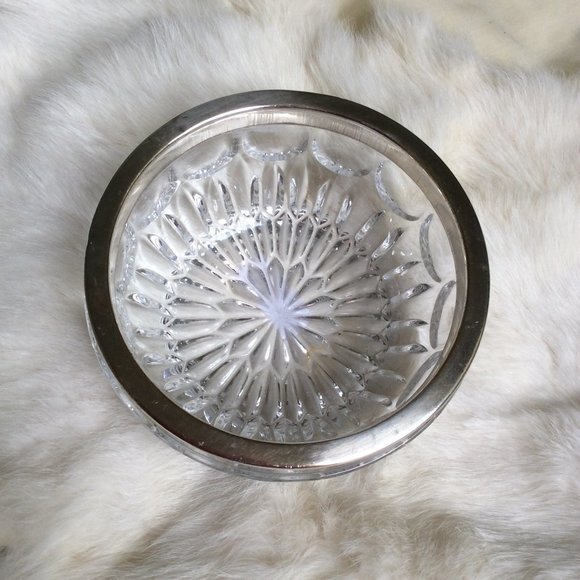 Silver and crystal jewelry dish